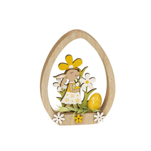 Picture of WOODEN EASTER EGG WITH RABBIT GIRL 14CM